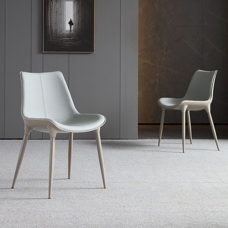 Silla de comedor de metal contemporáneo, sillas de comedor de cuero para uso doméstico