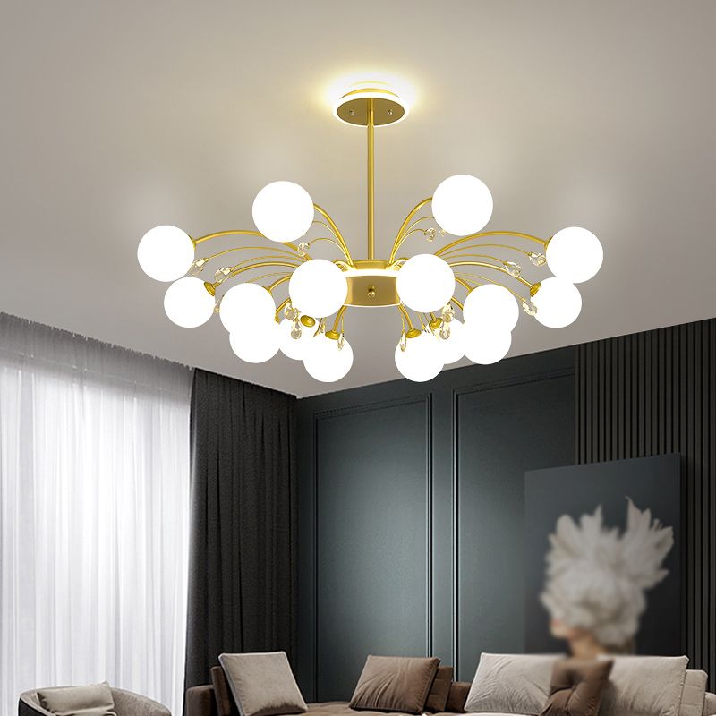 Spherical Ceiling Pendant Modern White Glass Hanging Lights for Living Room