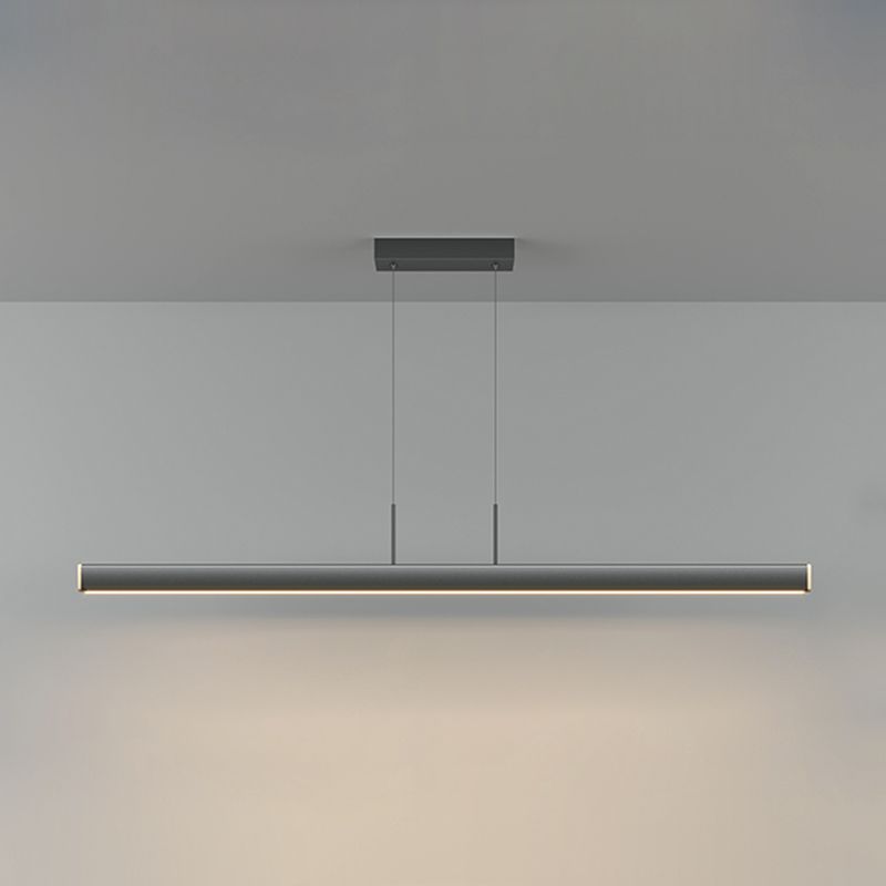 Linear Contemporary Style Island Light Long Strip Kitchen Bar Lighting Fixture in Black