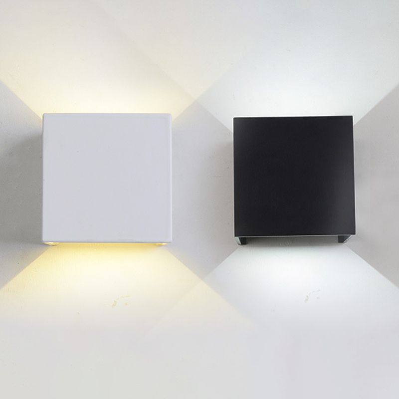 2-Lights Geometric Wall Lamp Fixtures Modern Style Black and White Aluminum Lighting