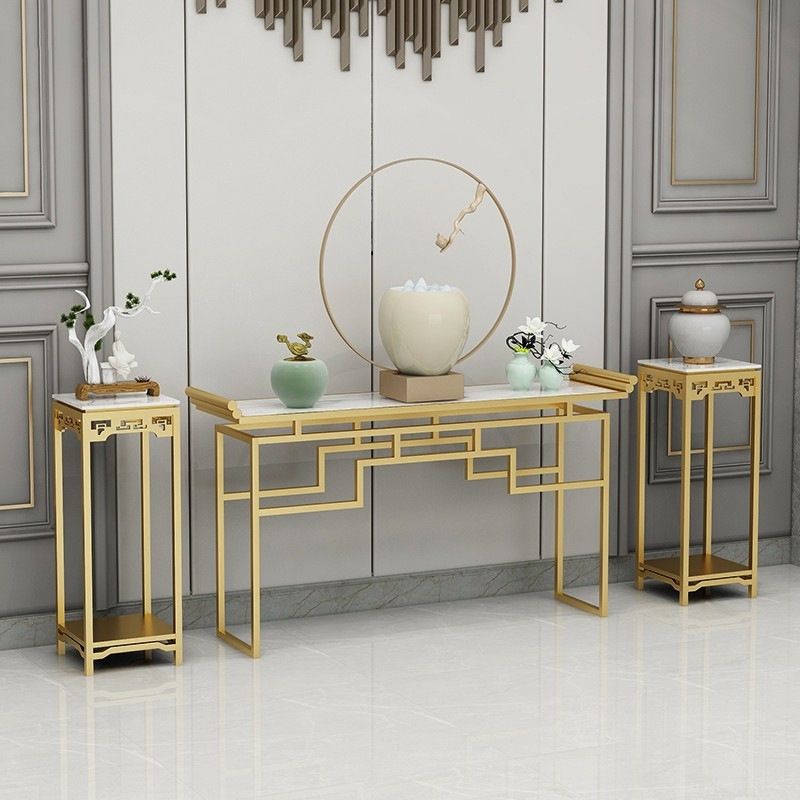 31.5" Tall Marble Table Glam 1-Shelf Console Accent Table for Hall