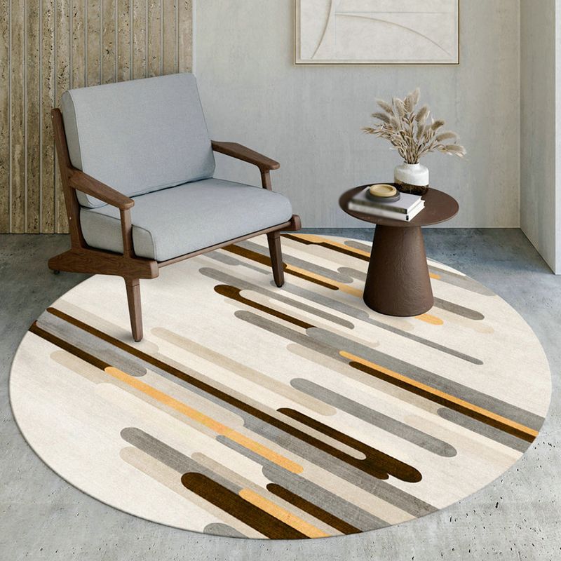 Modern Living Room Area Rug Abstract Pattern Polyester Area Carpet Non-Slip Backing Rug
