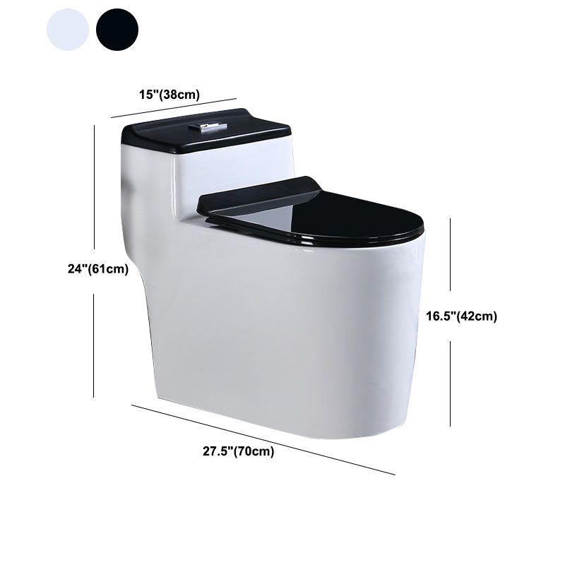 Floor Mount Toilet Black and White Toilet with Siphon Jet Water-saving Function