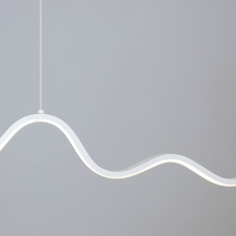 Creative Linear LED Island Lighting Fixture Modern Style Hanging Light for Dining Room