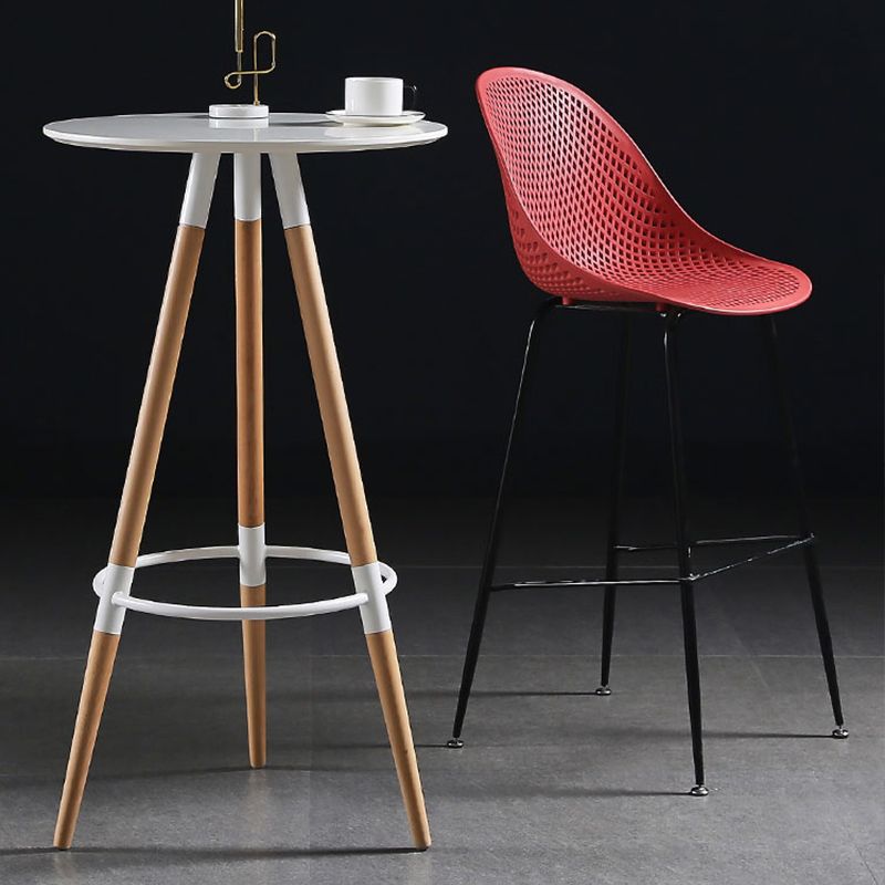 Bucket Plastic Counter Height Bar Stool Scandinavian Armless Stool with Metal Legs