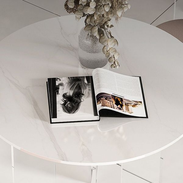 Round Transparent Base Dining Table Modern Stone Table for Kitchen