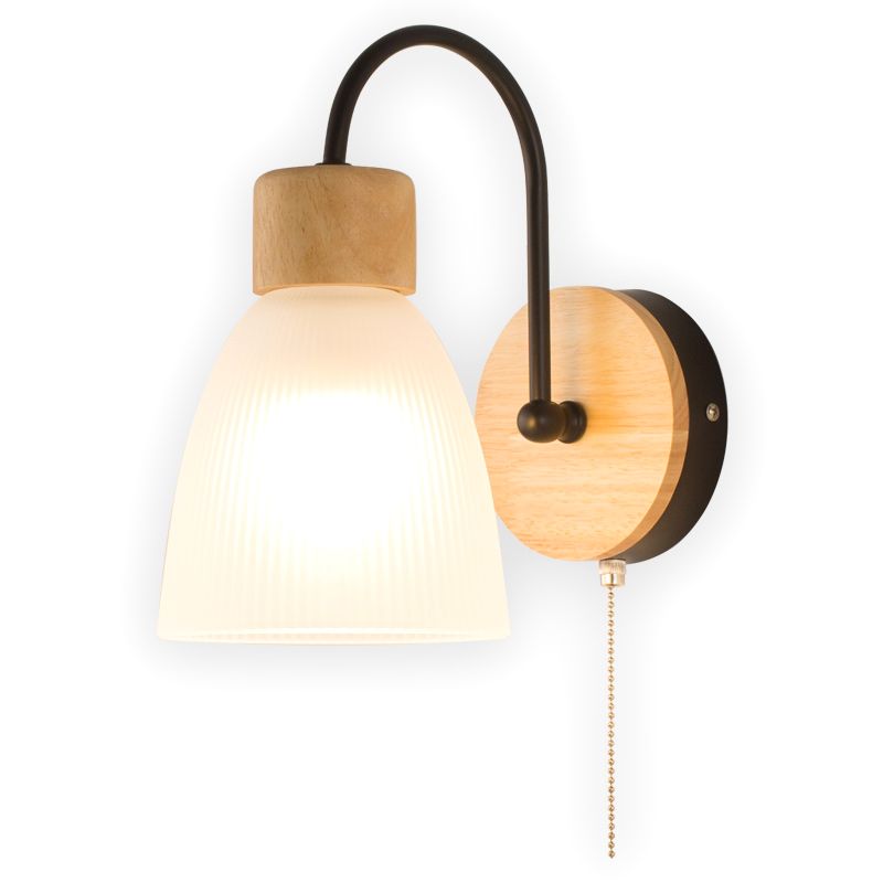 Cone Wall Sconce Lighting Minimalist Style Wood Bedroom Sconce Light Fixture in Black