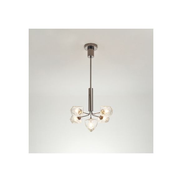 Eigentijdse vertakking kroonluchter lamp glas 5/7 lichten woonkamer hangend hanglamp in zwart/nikkel