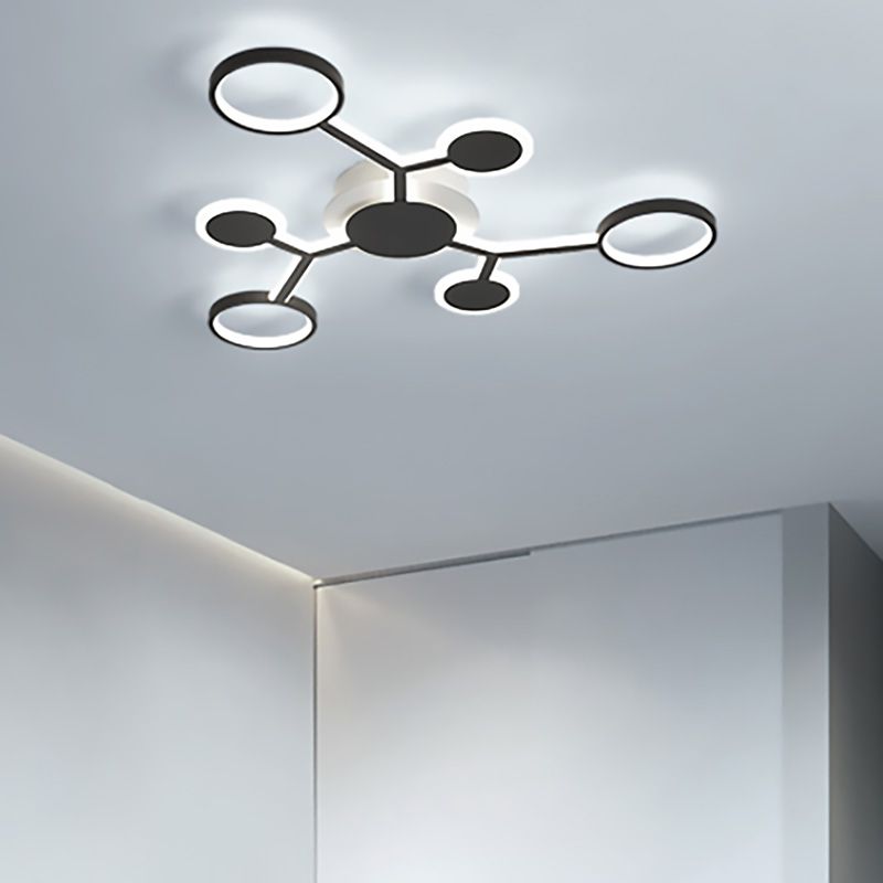 Modern Starburst Flush Lamp Acrylic 6/8/10 Lights Coffee Flush Mount Light in White/Warm Light