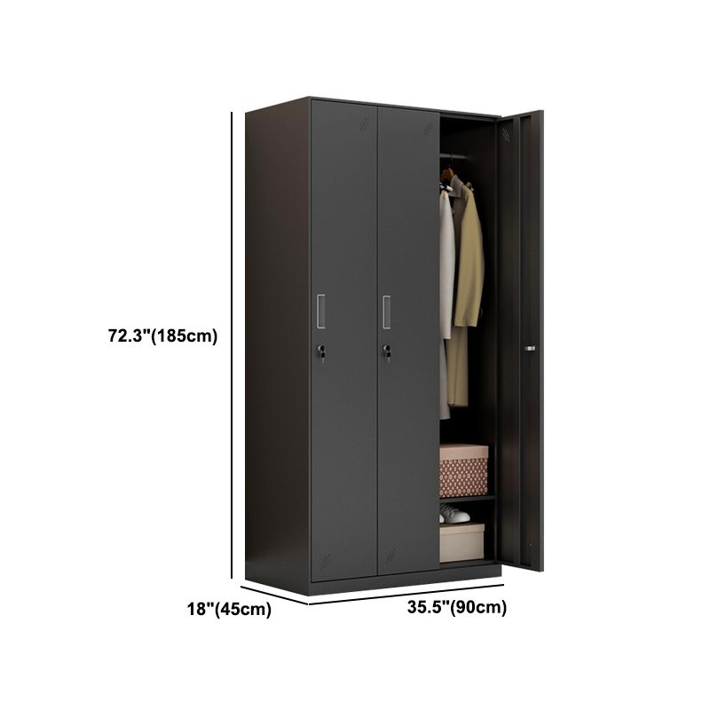 Metal Industrial Cabinet with Hinged Door Black Steel Storage Cabinet for Home