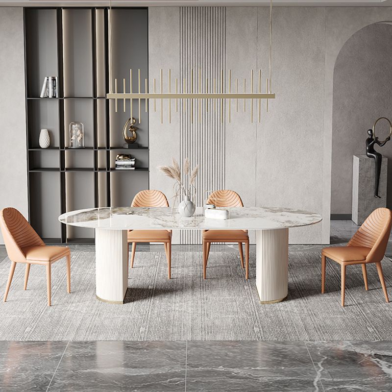 Contemporary 1/4/5/6/7 Pieces Dining Set Oval Sintered Stone Dining Room Set