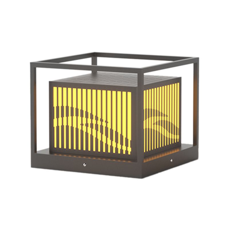 Household Pillar Light Geometric LED Solar Lighting Fixture for Backyard