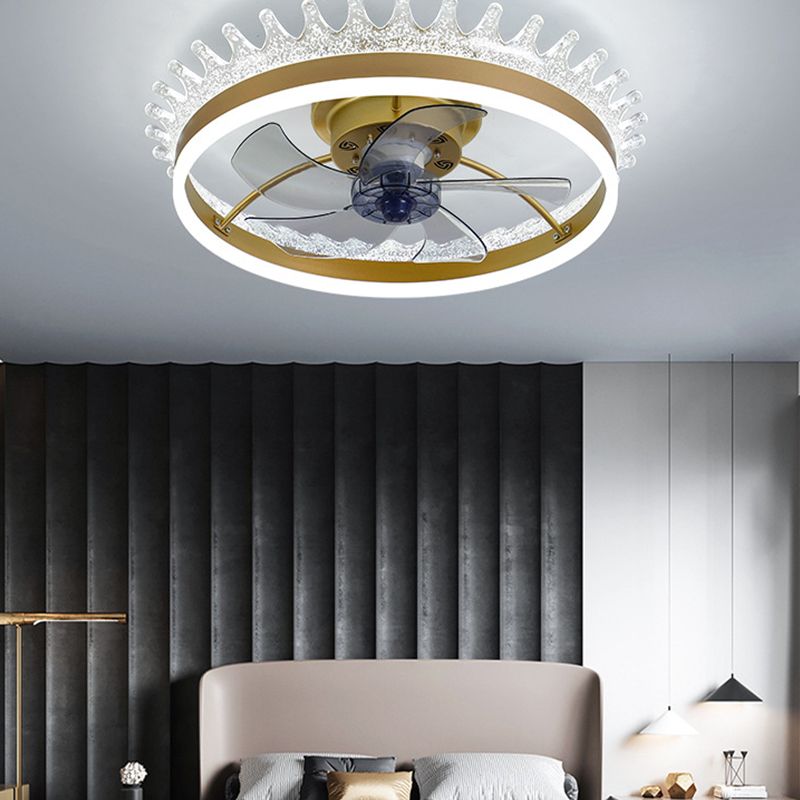 Minimalist LED Ceiling Fan Light Circular Semi Flush Ceiling Light with Acrylic Shade