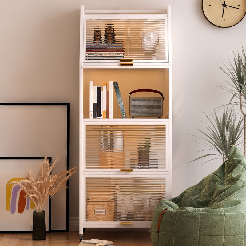 Standard Bookcase Metal Glam Closed Back Bookshelf with Shelves