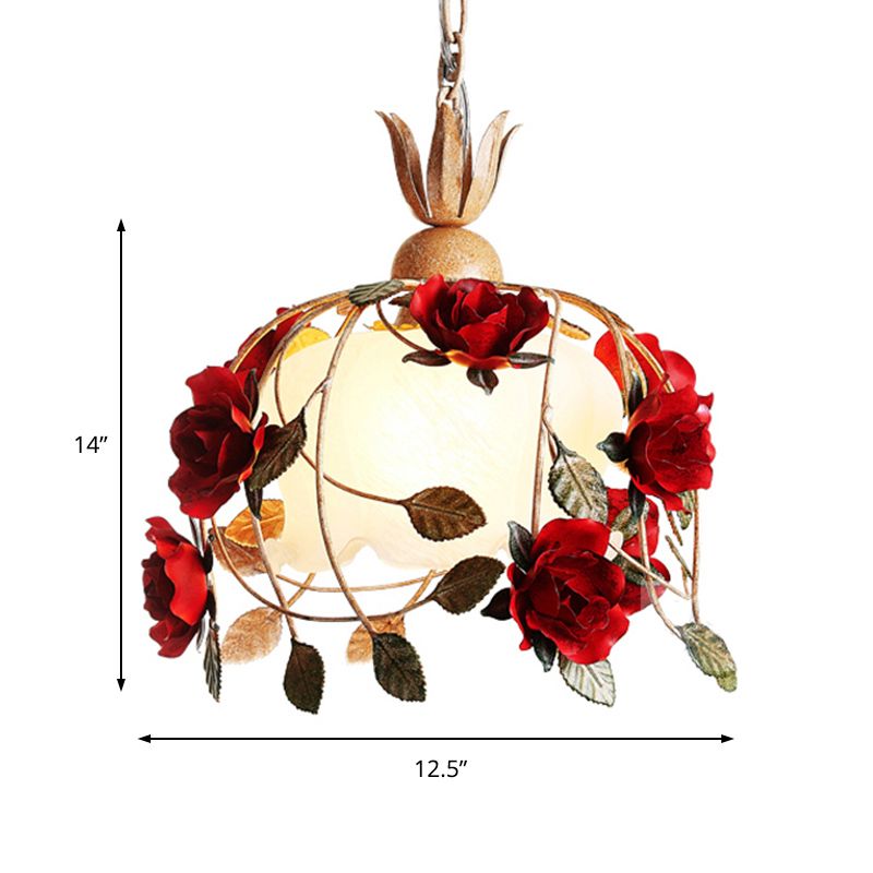 Blüte weiße Glas Deckenlampe Koreanische Garten 1 Glühbirne Esszimmer Anhänger Licht, 12,5 "/16" W.