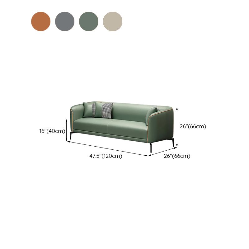 Sloped Arm Faux Leather Sofa Nordic 26" H Seating with Single Cushion