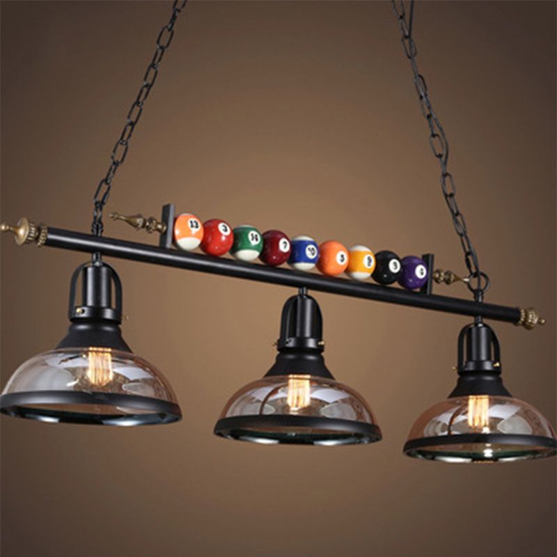 Stile industriale Isola Penderant Light Black Black Iron Iron Billiard Billiard DECOREATIVE Light con 39 "catena regolabile