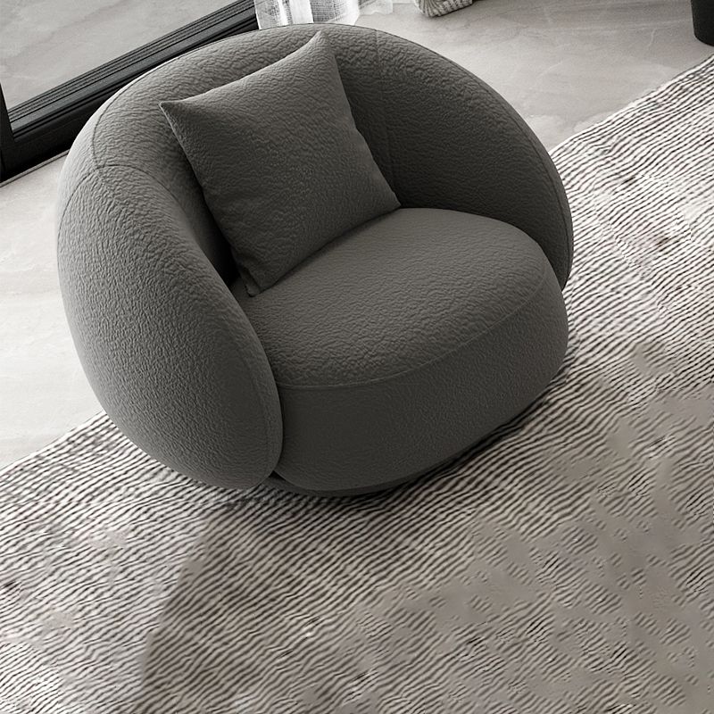 Modern White/grey Wool Curved Sofa Tight Back Stationary Sectional
