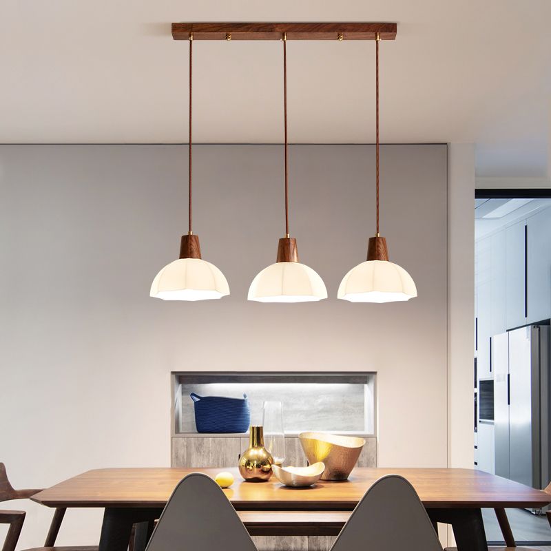 Plafond pendentif dôme Light de style contemporain en bois blanc d'éclairage pendentif blanc