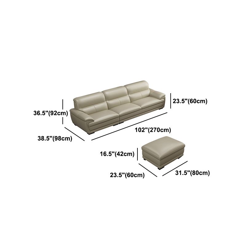 Leather Pillow Top Arm Sectional Sofa 36.22"High Cushion Back Sofa,Beige