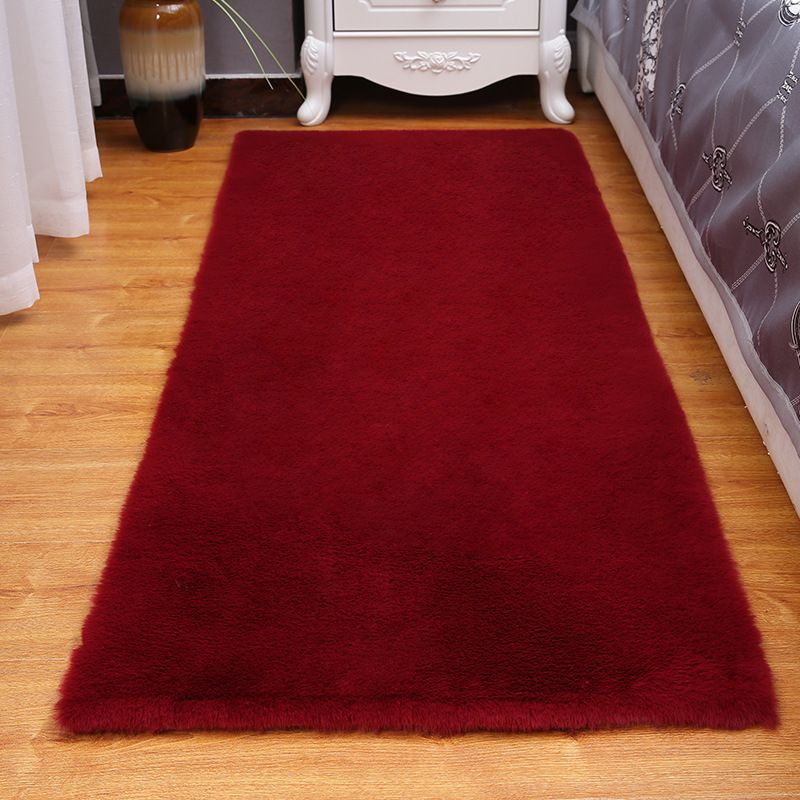 Tapis décontracté de couleur unie en polyester, tapis contemporain, lavable, pour la décoration de la maison