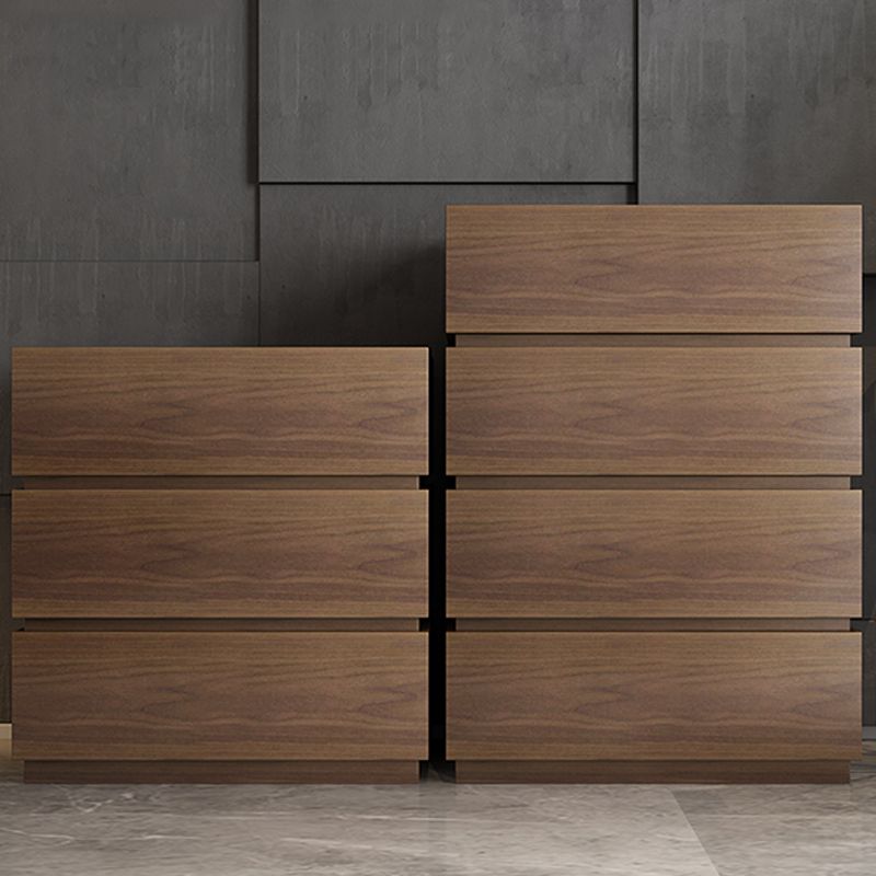 Contemporary Vertical Bedroom Chest Wooden Storage Chest in Brown with Drawers