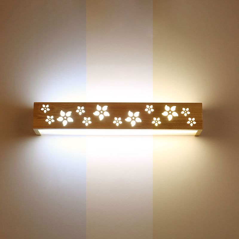 Lampada vanità di rettangolo di luce vanità in legno nordico con ombra acrilica per camera da letto