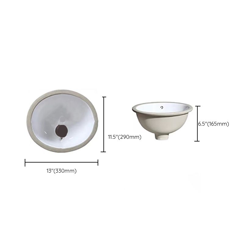 Traditional Undermount Bathroom Sink Porcelain with Overflow Basin Sink(Without Faucet)