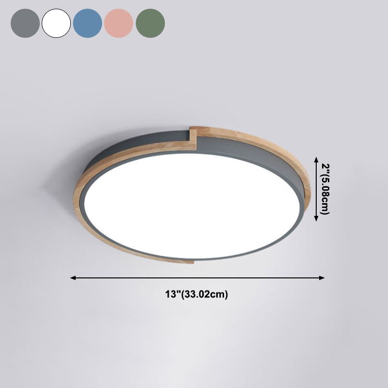 Round Shape LED Ceiling Lamp Macaroon Modern Iron 1 Light Flush Mount for Dining Room