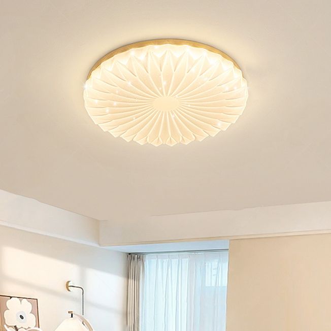 Modernism Beige Single Flush Mount Lighting Round LED Ceiling Light with Acrylic