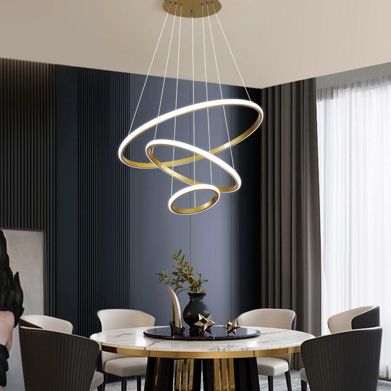 Modern Orbicular Pendant Light Fixtures Metal Hanging Lamp Kit