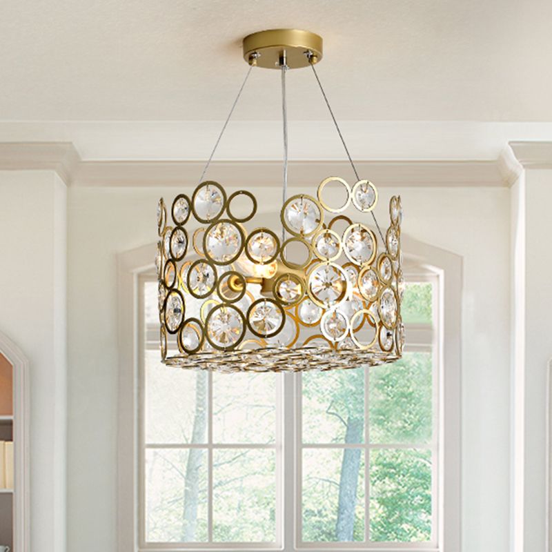 Luz de techo colgante con incrustaciones de cristal Postmodernas 3 cabezas Candelier de comedor Iluminación