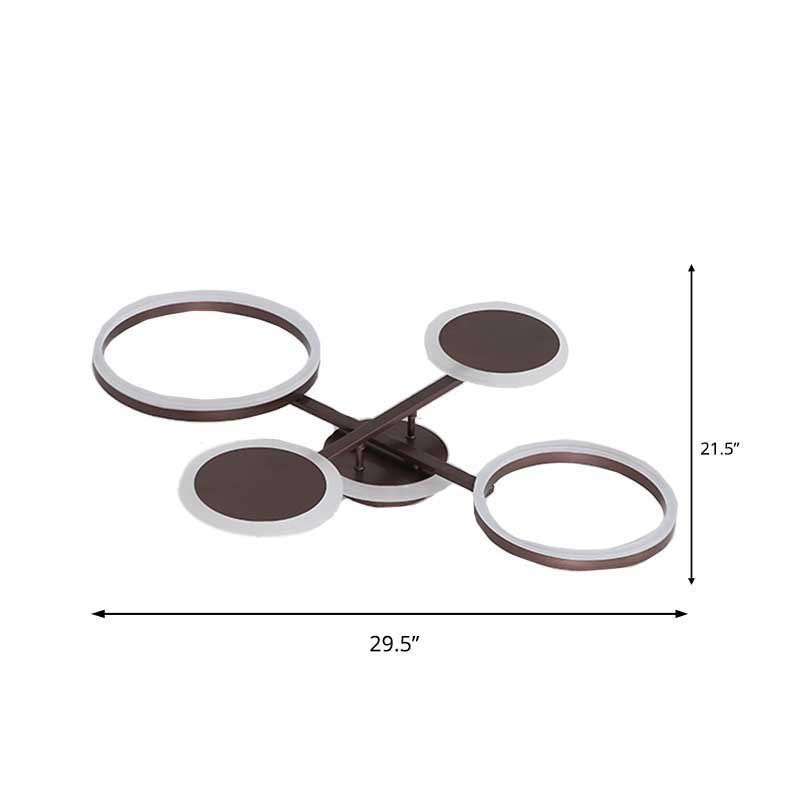 Lampada del soffitto postmoderno a 4/6 luci a filo caffè Sputnik Apparecchiatura a soffitto con tonalità acrilica in luce calda/bianca