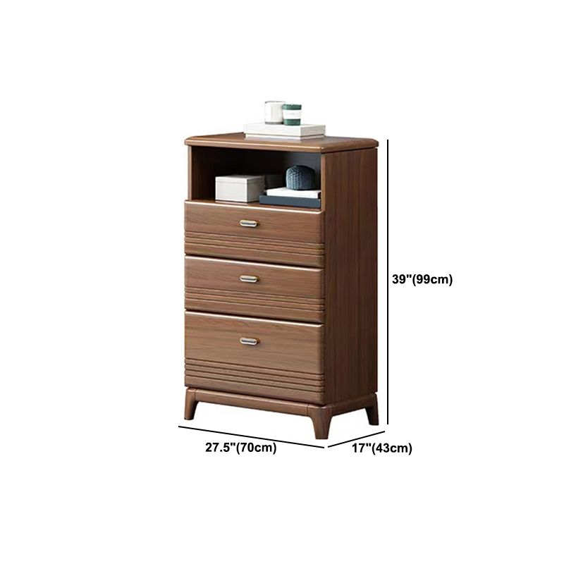 Mid-Century Modern Chest with 1 Shelf and Drawers and Legs in Walnut