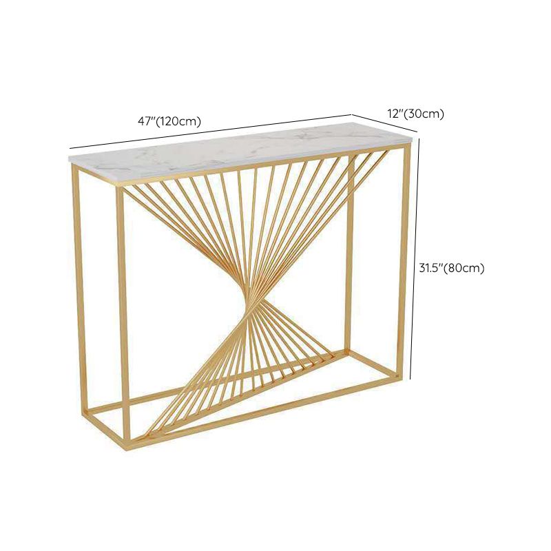 Glam Marble Console Sofa Table Gold Frame Accent Table for Hall
