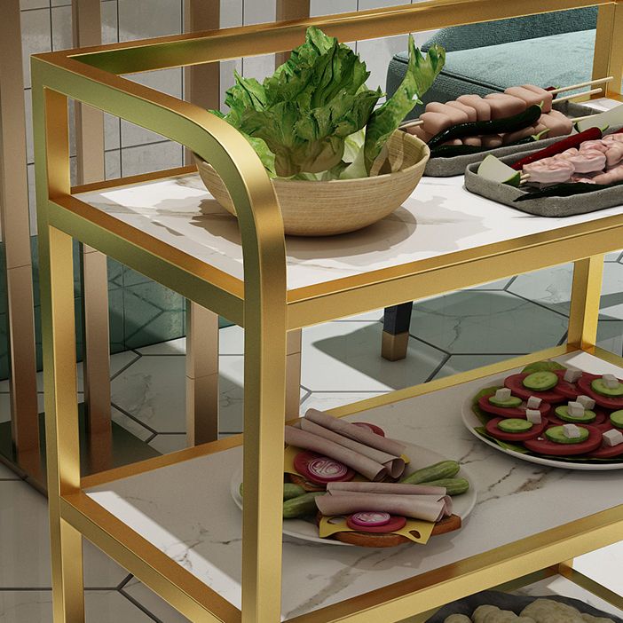 25.59"H Stationary Modern Prep Table Metal Rectangular Prep Table for Dining Room