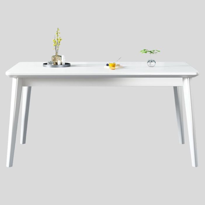 Eigentijdse massieve houten rechthoekige vorm eettafel standaard eettafel met 4 potenbasis