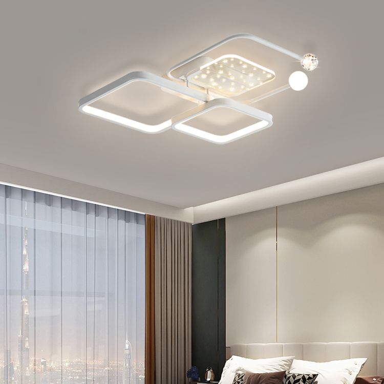 Metal Modern Flush Mount Geometric Shape Ceiling Lamp with Acrylic Shade for Bedroom