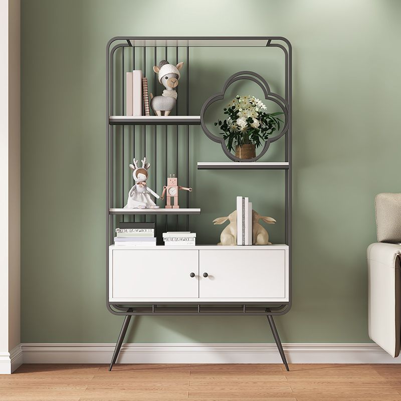 Glam Metal Shelf Bookcase Closed Back Bookshelf with Cabinets