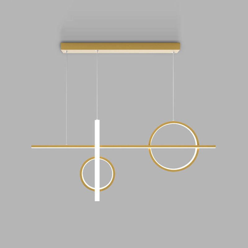 Modernism 4-Light Golden/Black Ceiling Light Metal Island Lighting for Dining Room