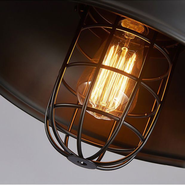 Dome-Shaped 1-Light Industrial Metal Pendant Light Hanging Ceiling Light