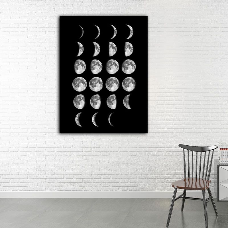 Lunar Eclipse Canvas Art Minimalist Textured Surface Childrens Bedroom Wall Decor