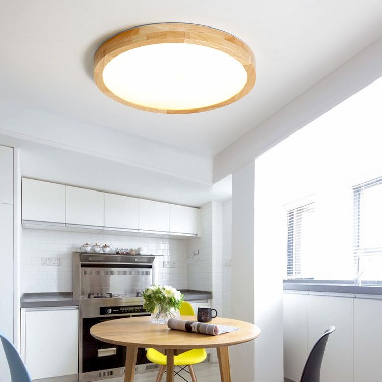 Holz 1-Licht Flush Lampe Armaturen modernen Stil Geometrische LED Flush Deckenleuchten