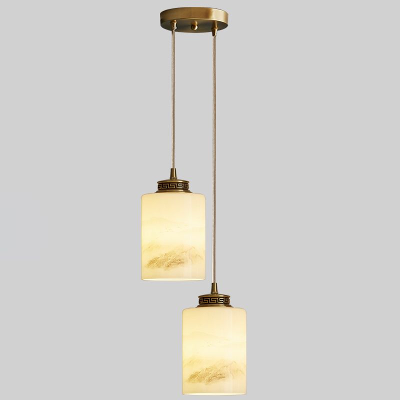 Marble Hanging Lamp, Nordic Cylinder Shade Pendant Lighting for Living Room