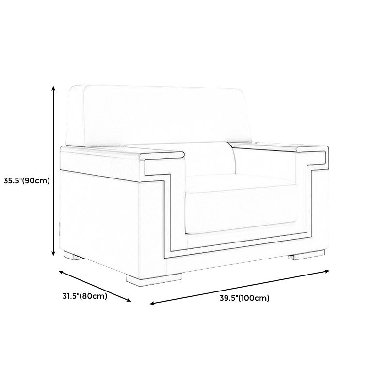 Contemporary Tight Back Standard Sofa 35.43"High Square Arm Sofa, Beige