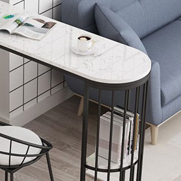 White Marble Bar Dining Table Glam Double Pedestal Bar Height Table