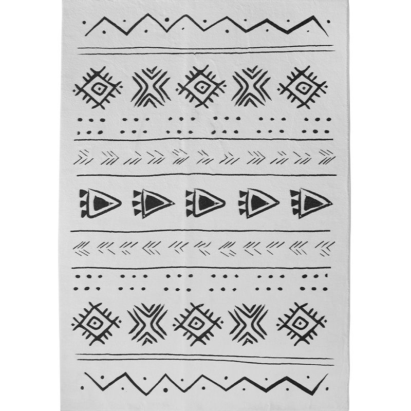 White Southwestern Area Rug Tribal Print Polypropylene Rug Anti-Slip Backing Carpet for Home Decor