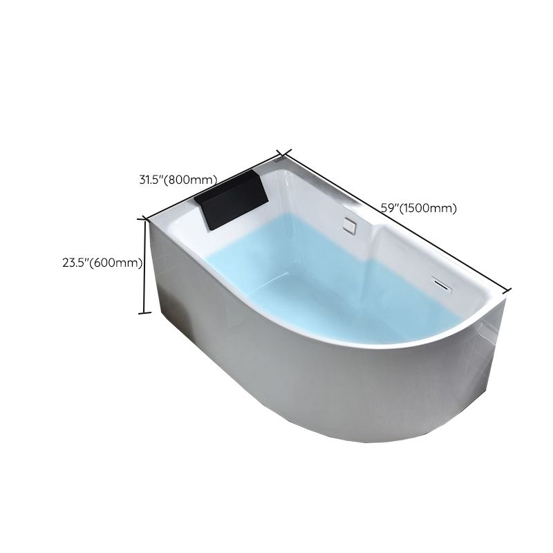 Modern Corner Acrylic Bathtub Back to Wall Bathtub with Drain and Massage Device
