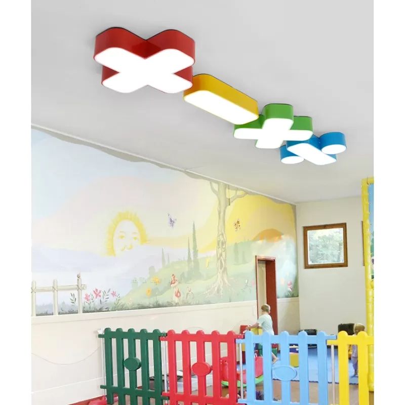18"/23.5" W Red/Yellow/Blue/Green Symbol Shade Ceiling Light Kids Acrylic Flush Mount Lamp in Warm/White Light