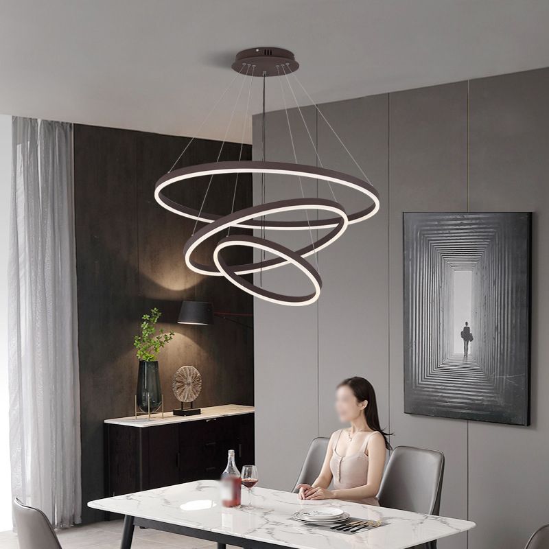 New Modern Black Tiered Chandelier Light Fixtures Aluminum LED Hanging Lamp for Living Room